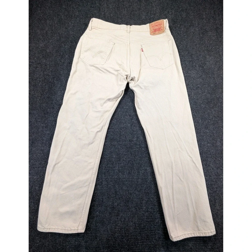Levi's 505 Regular Fit Jeans Mens 36x32 Off White Denim Cotton Straight Leg